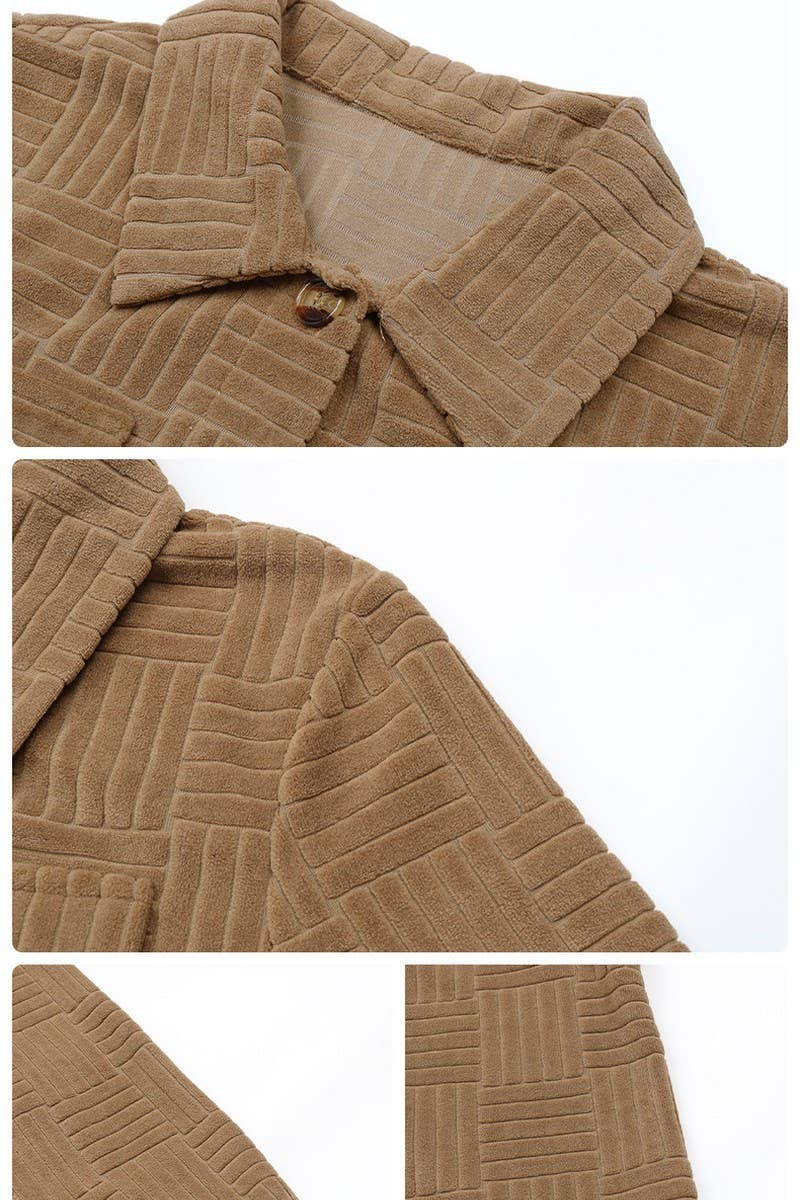 CWOJA0823_CORDUROY TEXTURED JACKET SHORT LAPEL COAT