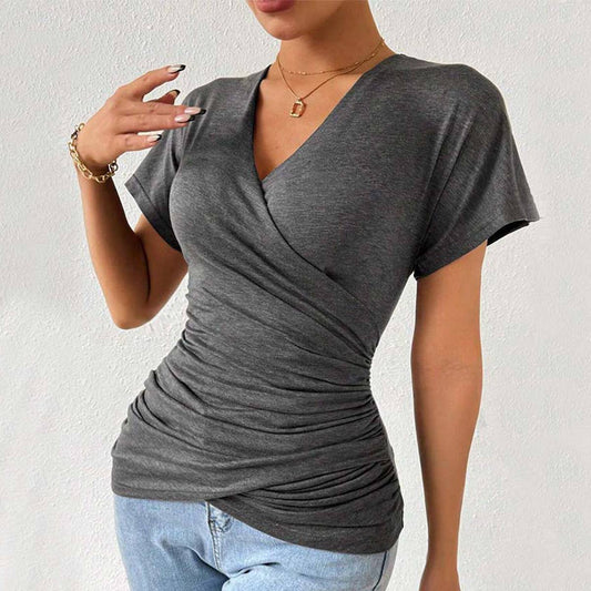 KNIT DEEP V DESIGN WITH WAIST PLEATS