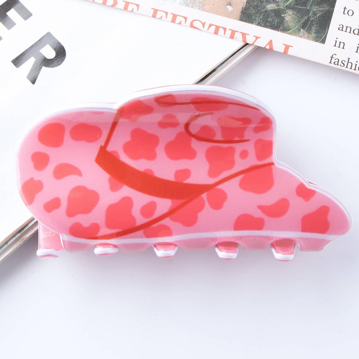 Hat-Shaped PVC Hair Claw ? 8.2cm Cute Graphic Clip_CWAHA0640