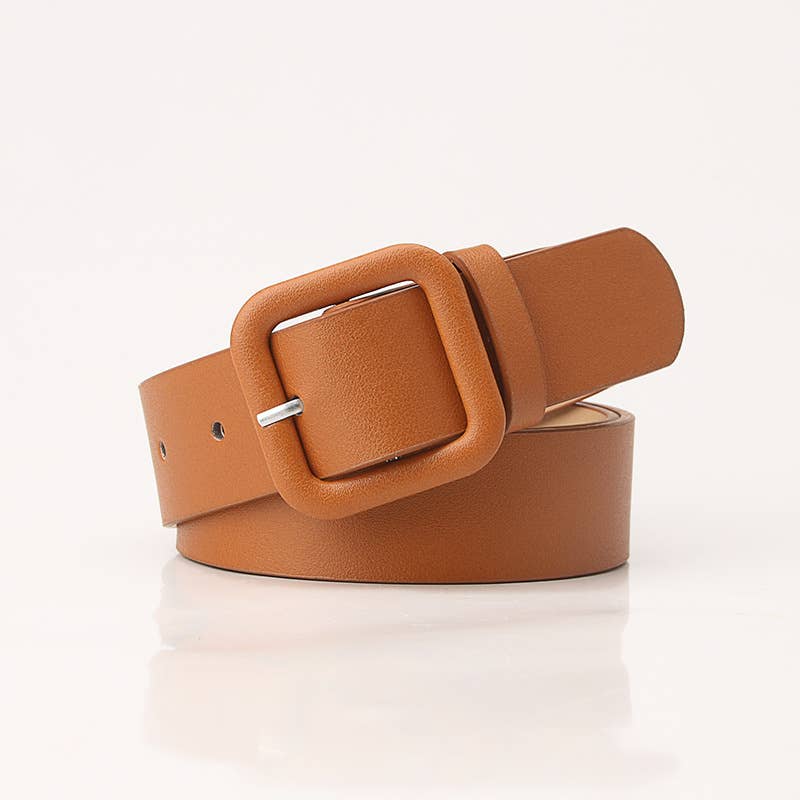 Square-buckle candy-colored versatile belt