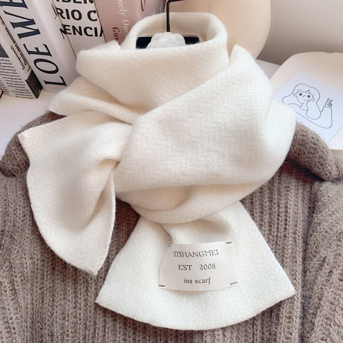 Cozy Knit Scarf - Thick Faux Cashmere Winter Wrap