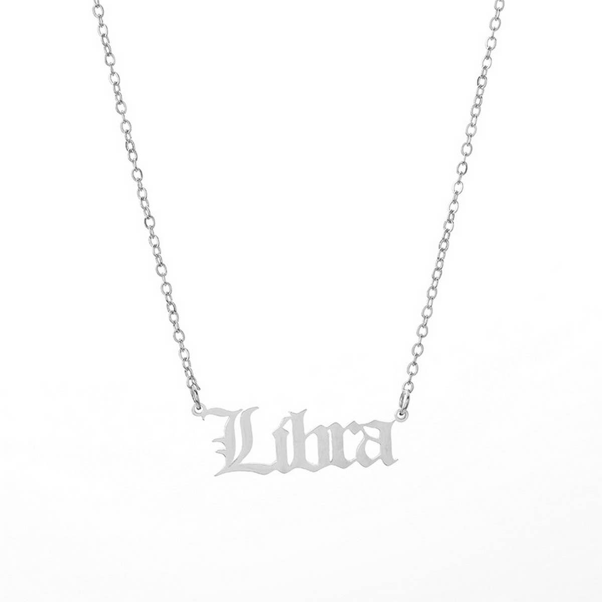STAINLESS STEEL ZODIAC PENDANT CLAVICLE NECKLACE_CWMM2719