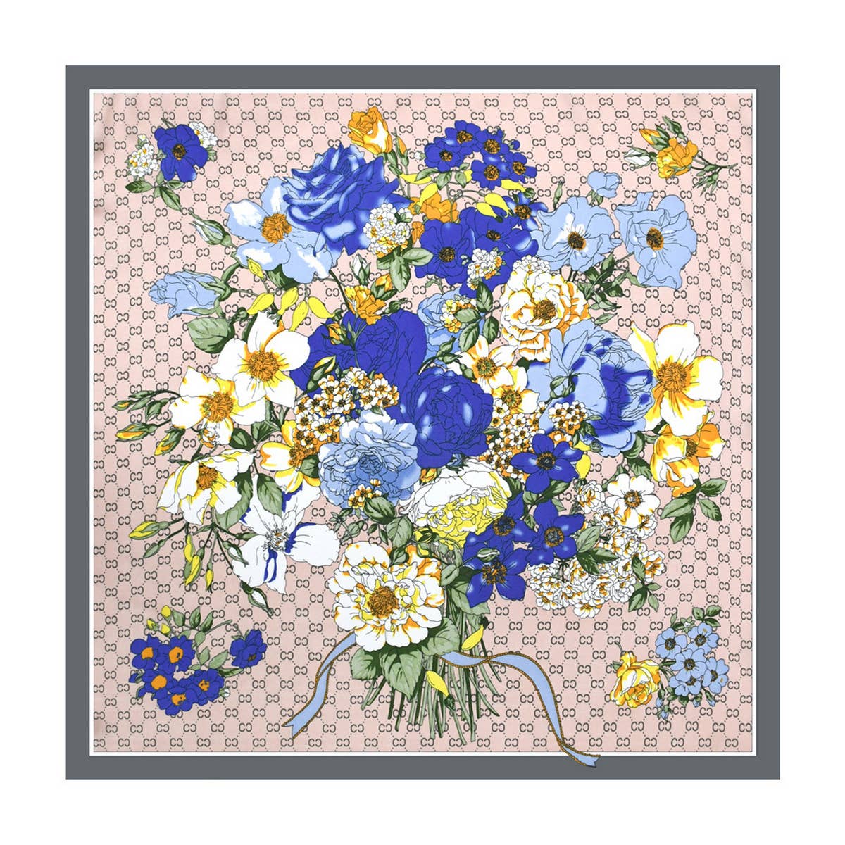 70cm Floral Satin Square Scarf for Work & Sun_CWASC1172