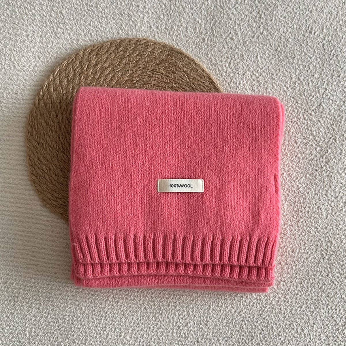 Basic 100% Wool Solid Knit Scarf Soft Warm Unisex_CWASC2288