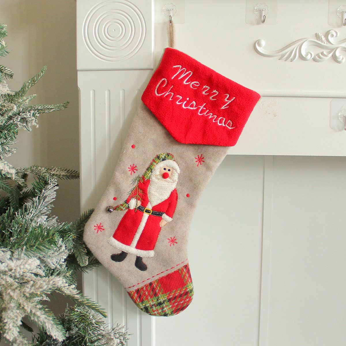 EMBROIDERED GIFT CHRISTMAS STOCKING CANDY BAG