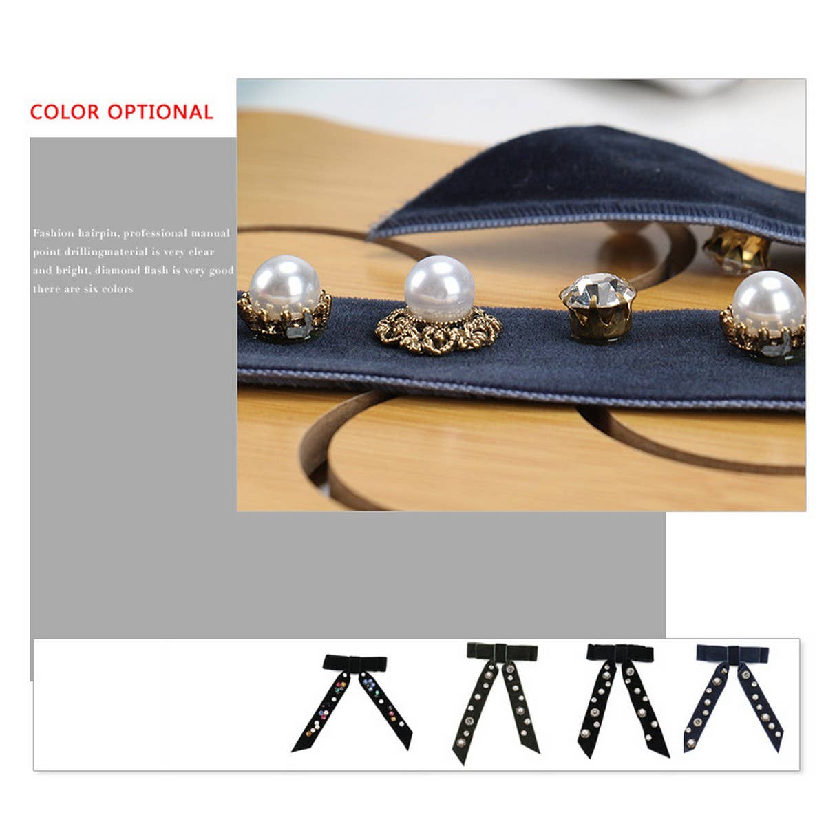 HANDMADE LONG RIBBON VELVET BOW HAIRPIN HEADDRESS