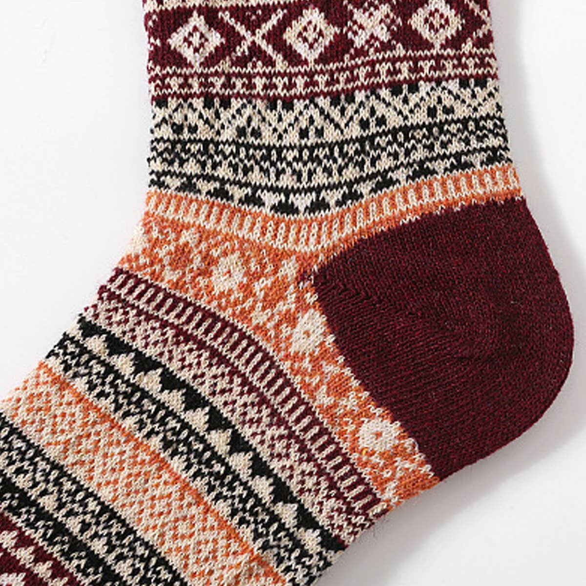 5 PAIRS OF ETHNIC STYLE SMALL DIAMOND WOOL SOCKS_CWMS0677
