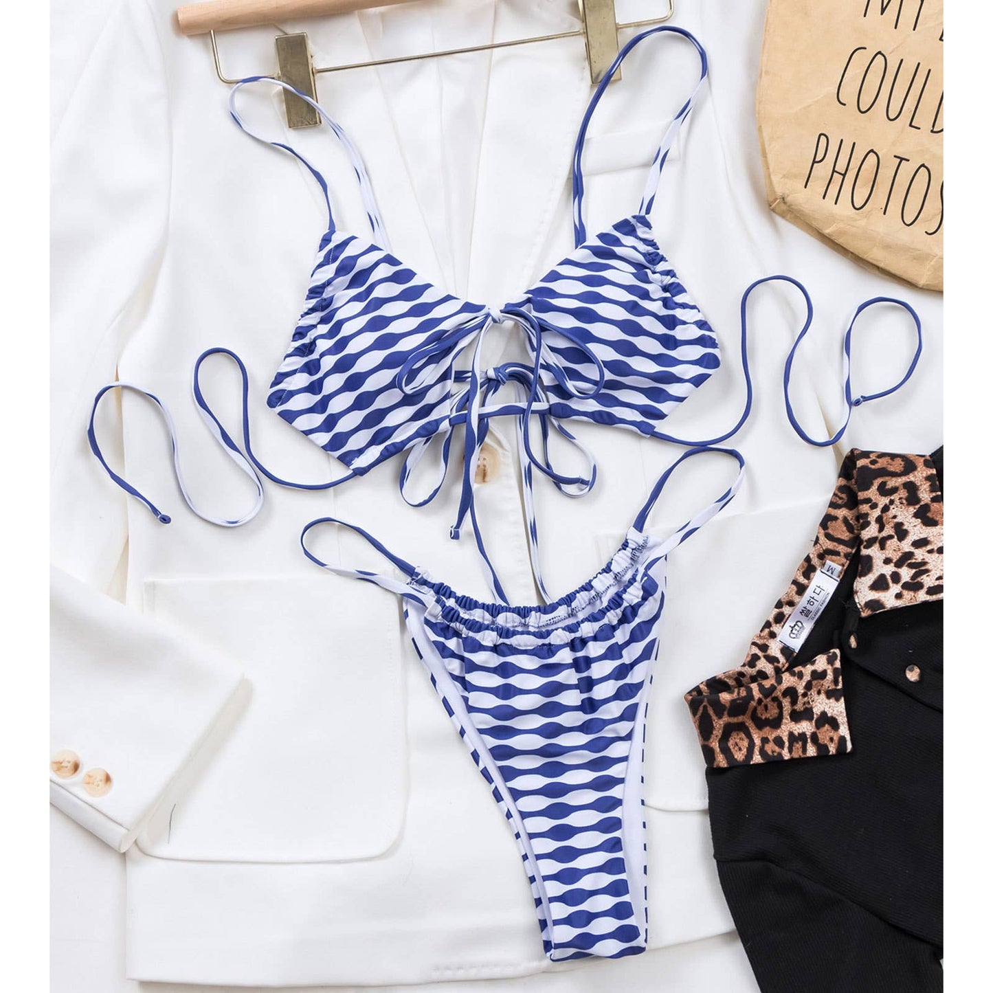 Gingham Bikini Set - Sexy Cutout Tie Side Swimsuit