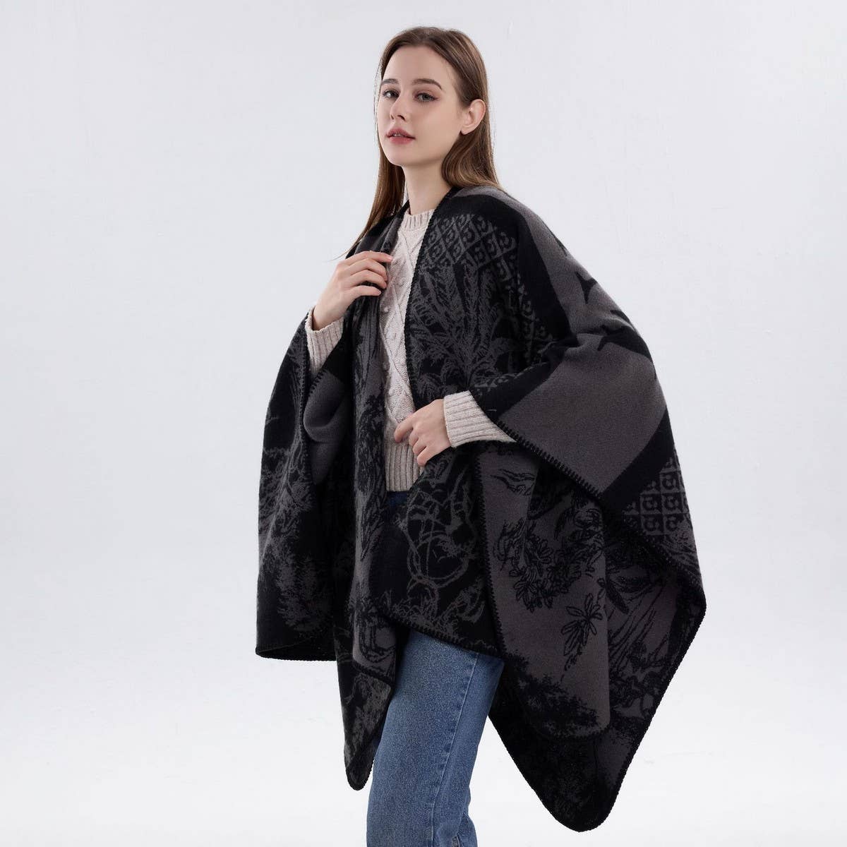 KNITTED SHAWL SCARF RETRO FASHION PRINTED SHAWL