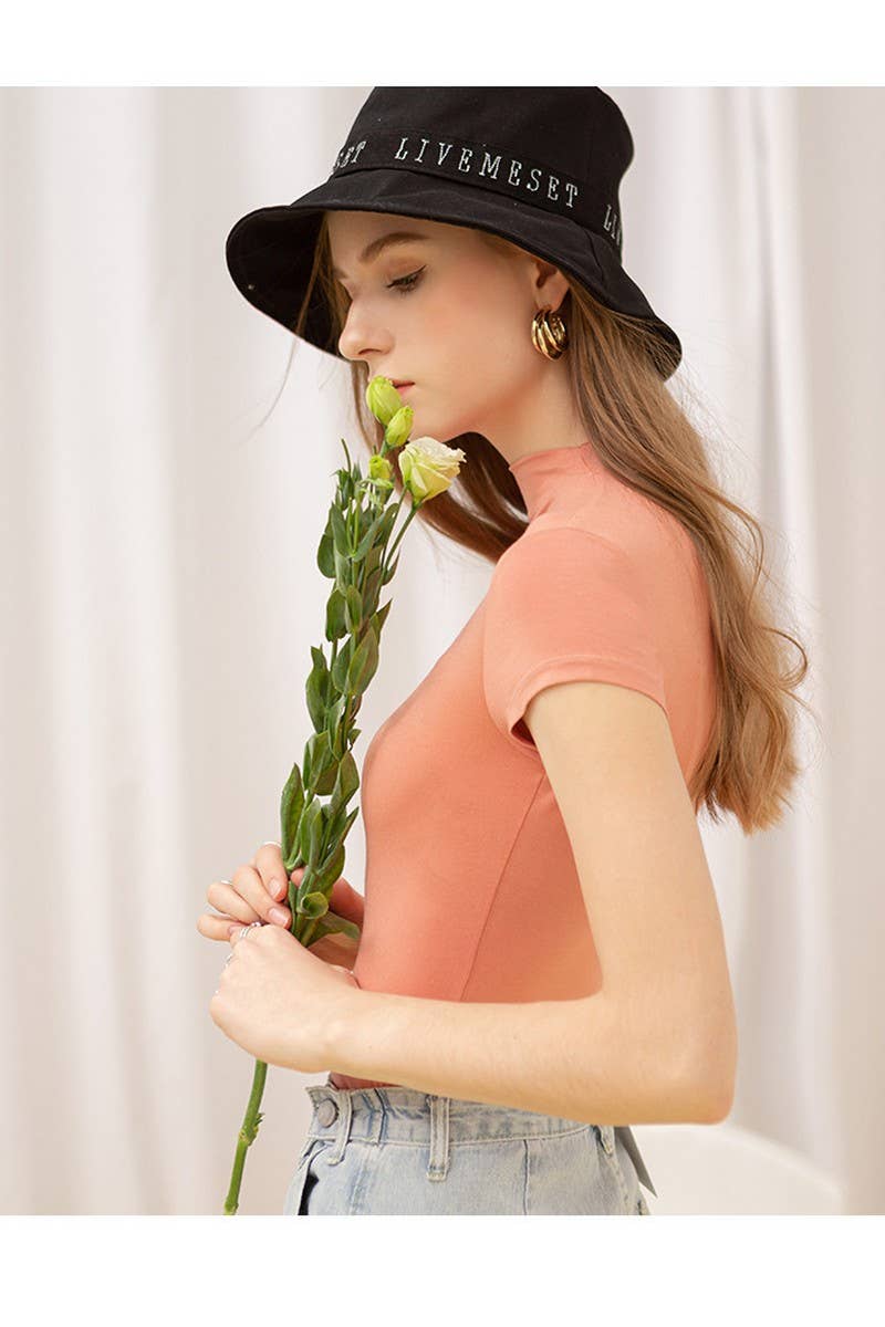 Cwtts0901_Half High Neck Modal Slim Short Sleeve