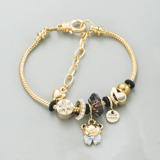Adjustable Gold Bear & Rhinestone Bracelet_CWMM8626