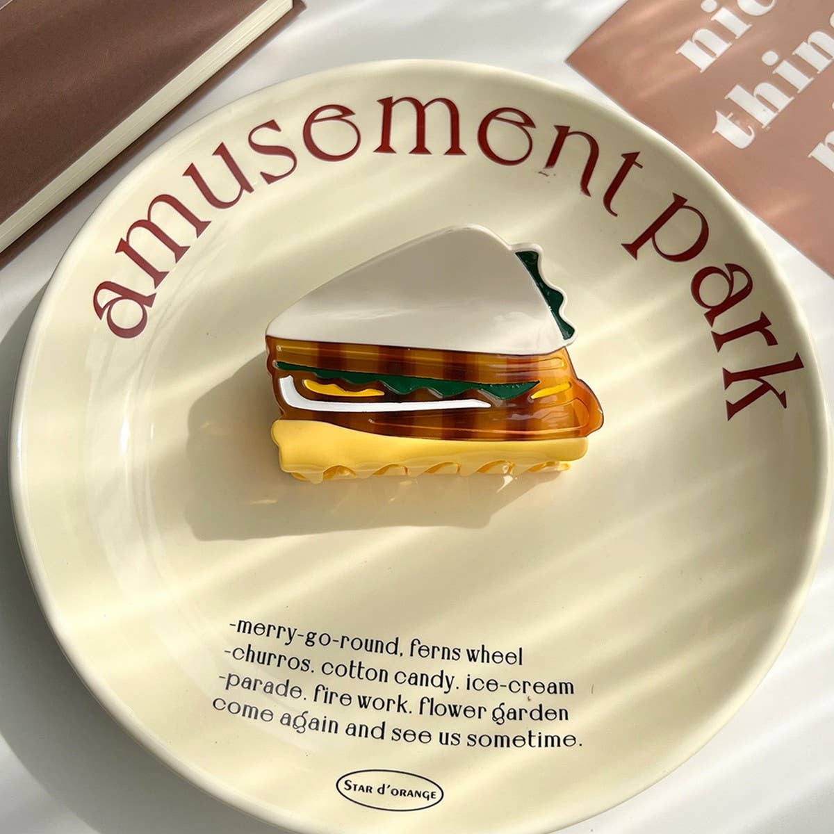 Creative Pizza Sandwich Acetate Claw?Fun Hair Clip