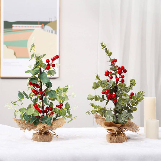 40cm Lit Eucalyptus Red Berry Christmas Tree_CWAJE05408