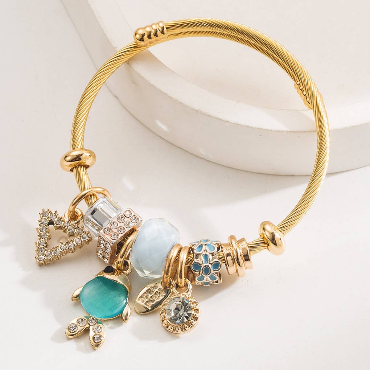 Stylish Stainless Steel Bracelet with GoldfishCharm_CWMM8582