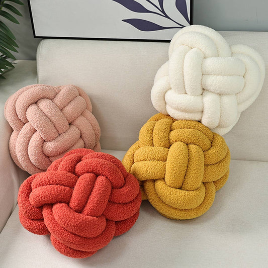 LAMB CASHMERE KNOTTED WOVEN PILLOW CUSHION_CWMM0861