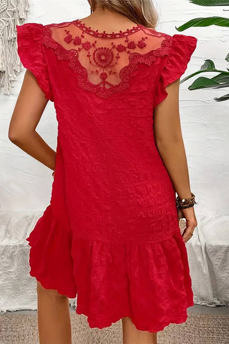 CWDSD7615_RUFFLED SLEEVELESS A-LINE LOOSE MINI DRESS