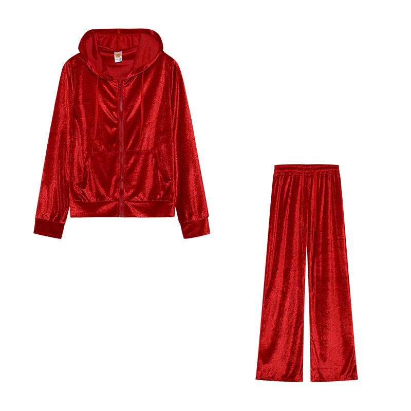 Fashion rhinestone Korean velvet sportswear set