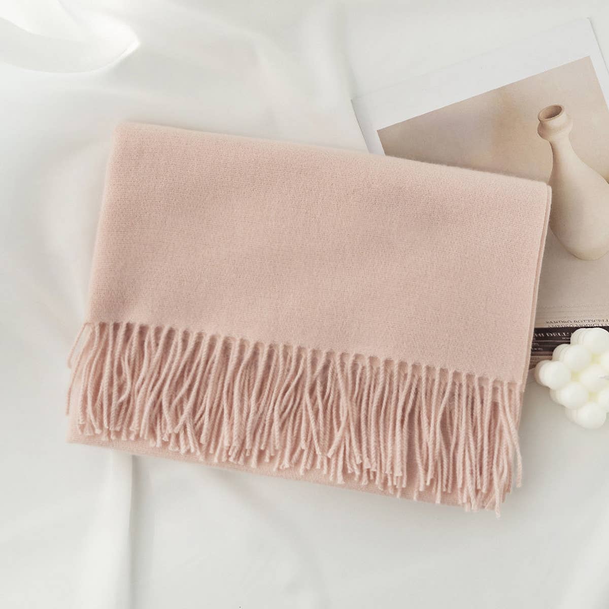 Cozy Solid Color Winter Scarf with  for Women