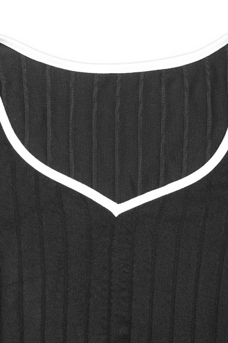 CWDMD3740_CONTRAST SUSPENDER TWO-PIECE SLIT DRESS