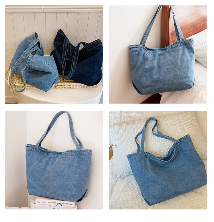 Casual denim single-shoulder underarm bag