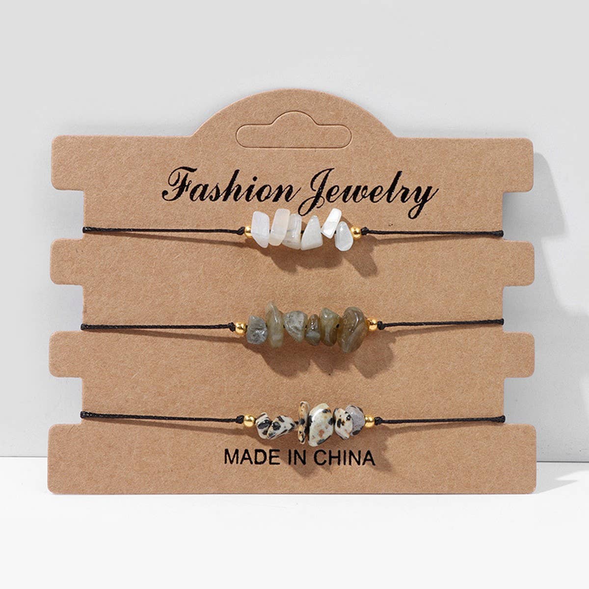 CRUSHED STONE TRIO BRAIDED BRACELET