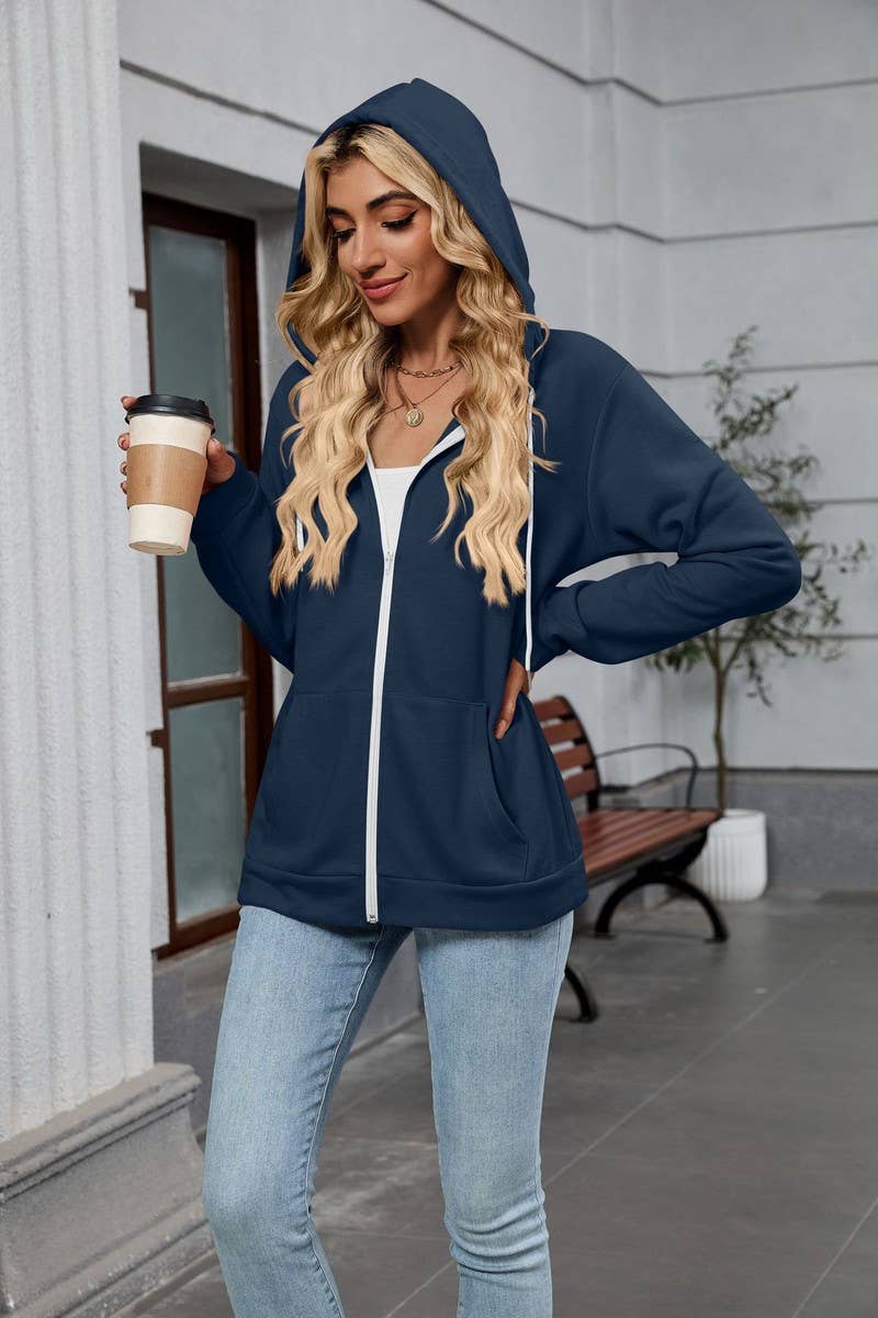 CWOCO00239_COLORBLOCK ZIP UP HOODED POCKET SWEATSHIRT