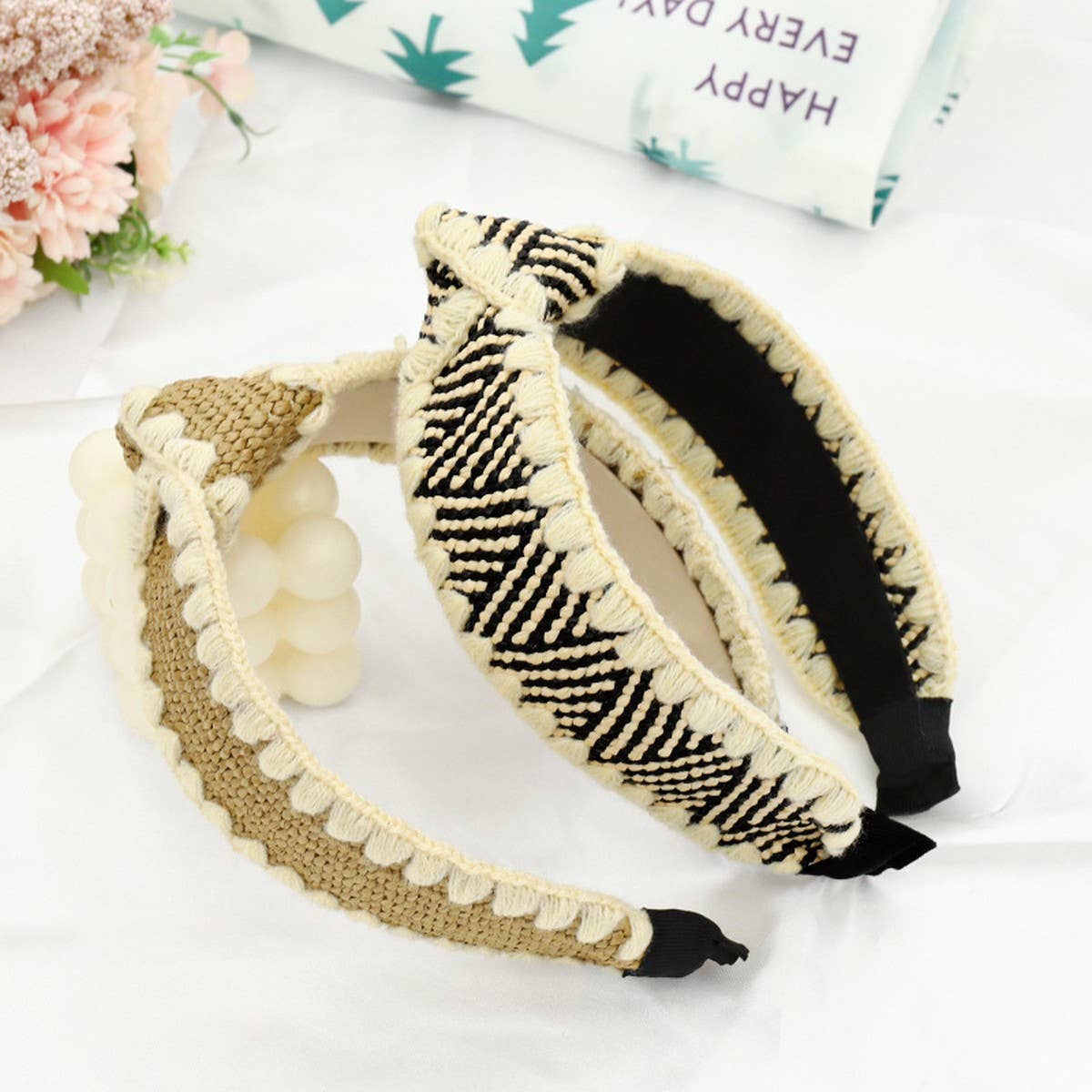 RAFFIA SIMPLE COLOR-BLOCKED KNOTTED HEADBANDS_CWAHA1160