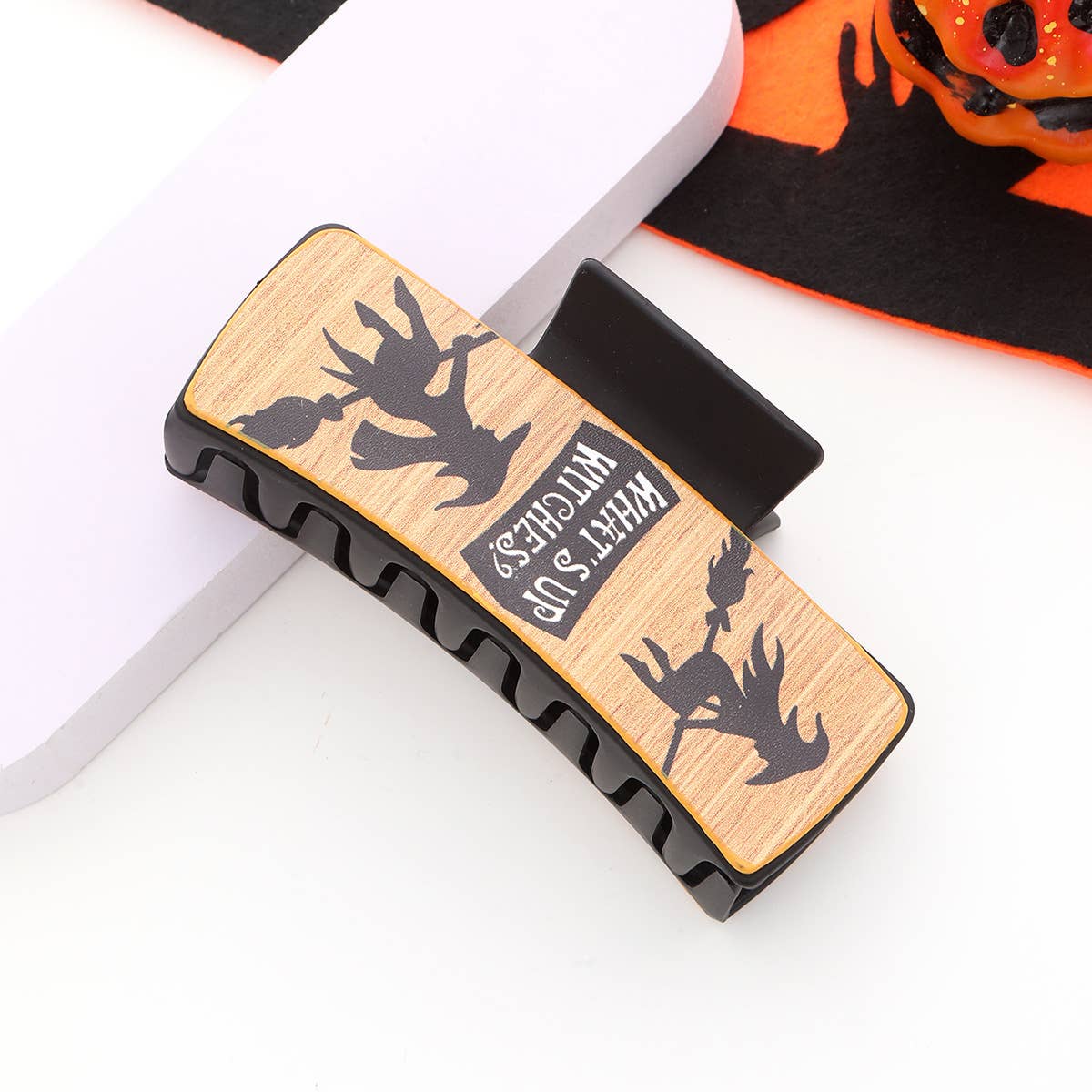 WITCH PRINT LEATHER WESTERN HAIR CLAW CLIPS