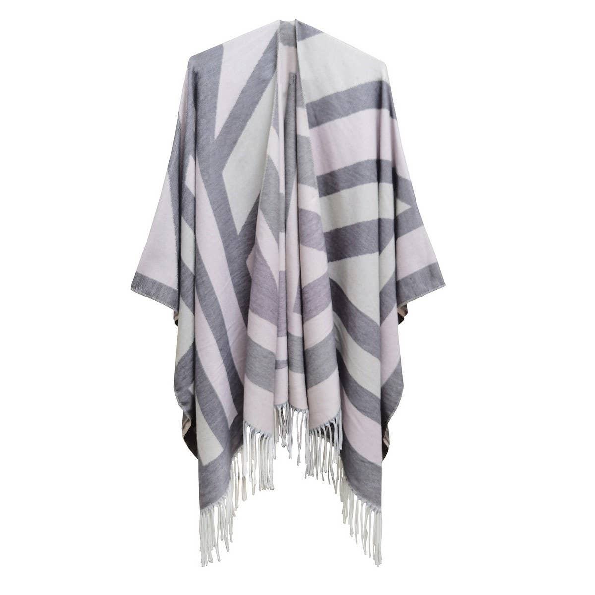 GEOMETRIC TASSEL SPLIT WARM SHAWL