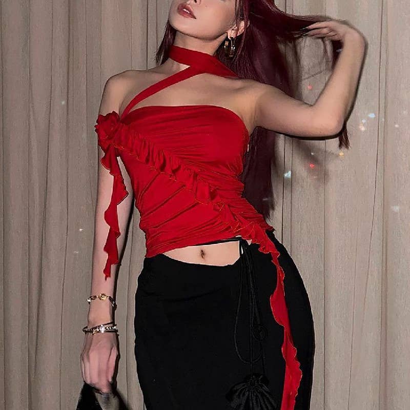 Sexy floral 3D design fitted tank top