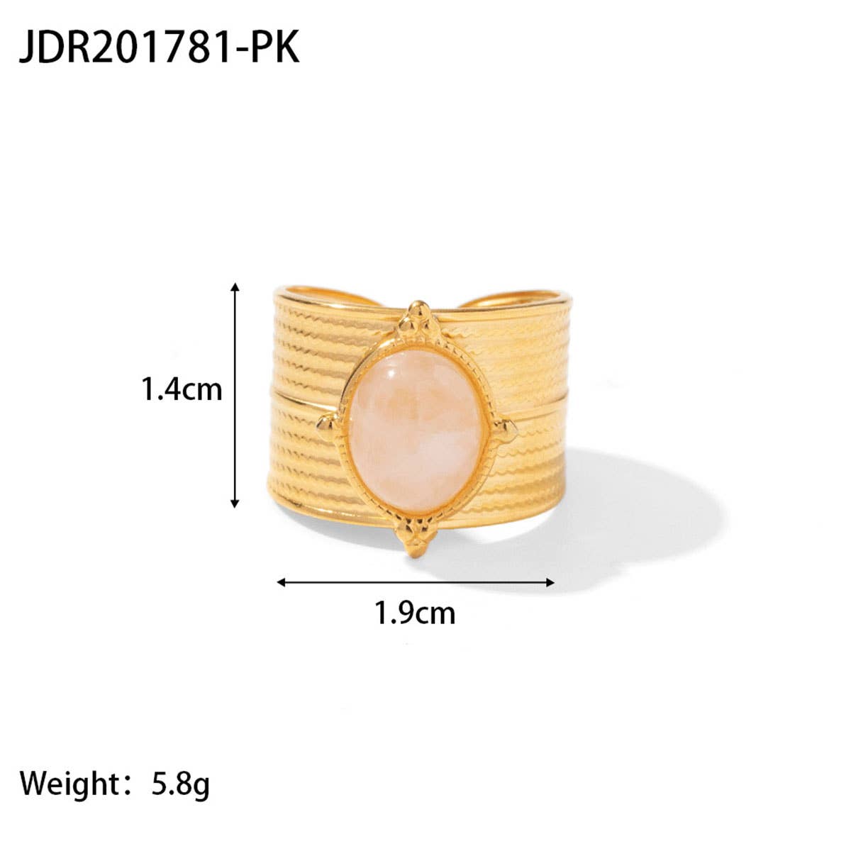 GOLD STAINLESS STEEL INLAID NATURAL STONE RINGS