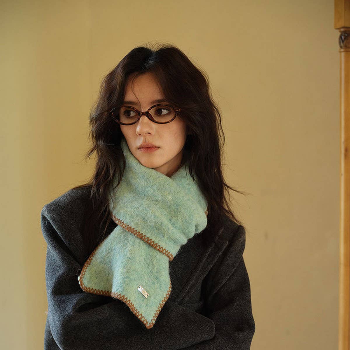 Wool Blend Fringed Knit Scarf for Winter_CWASC2290