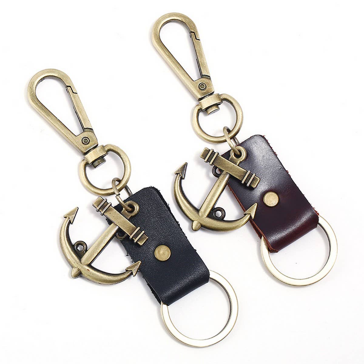 SIMPLE RETRO COWHIDE BRONZE CAR KEYCHAIN_CWMM5041