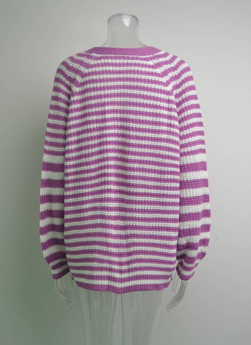 STRIPED SWEATER PLUS SIZE LOOSE KNIT