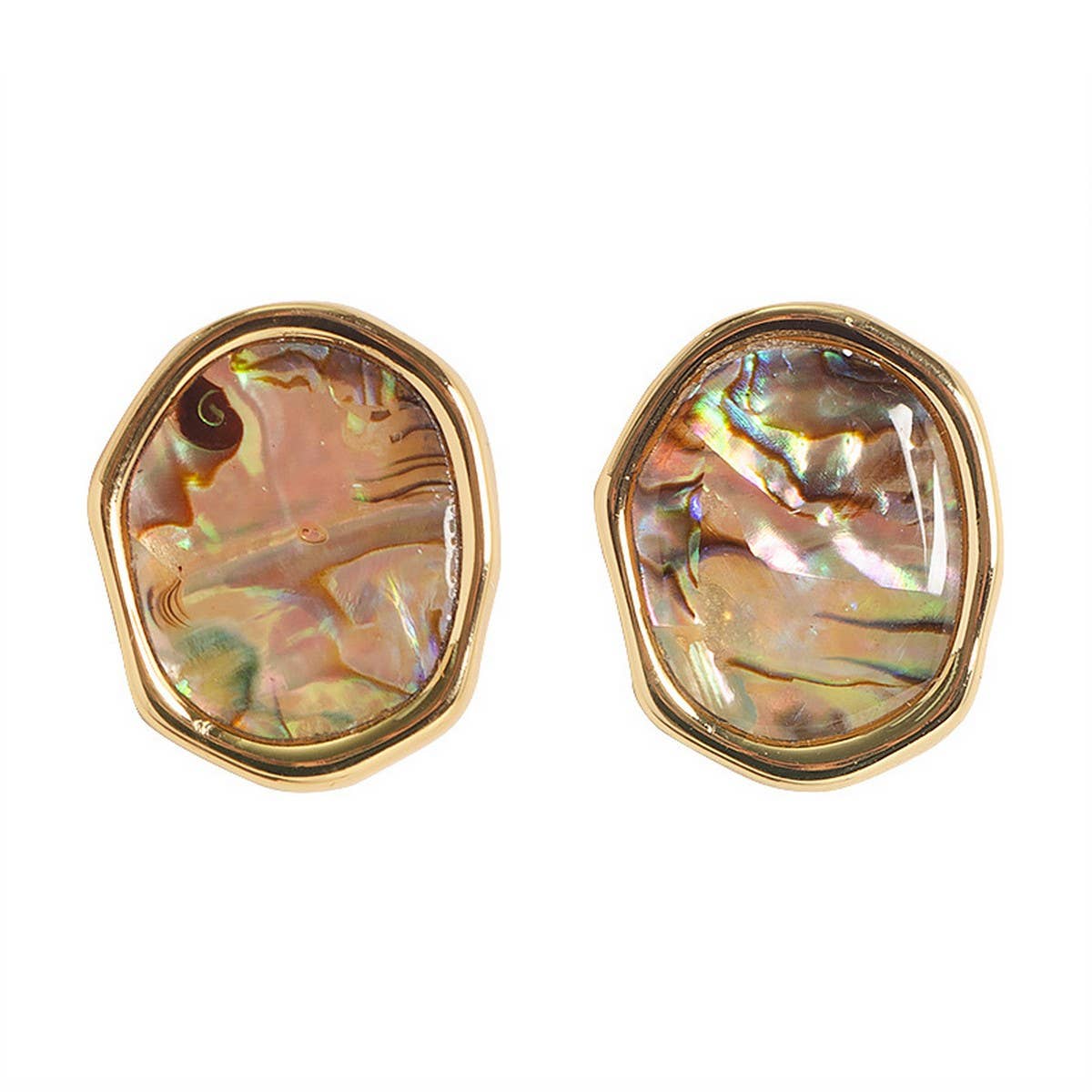 IRREGULAR ABALONE GEOMETRIC EARRINGS