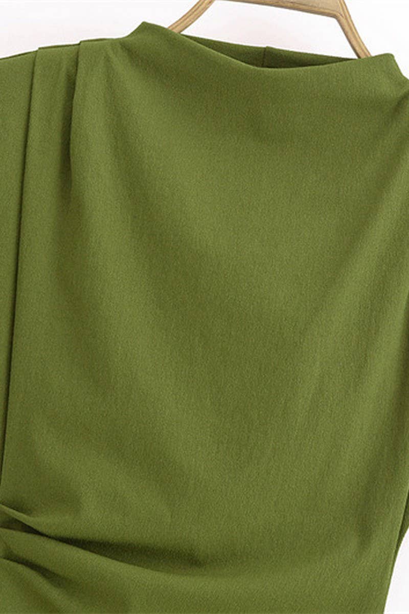 CWDMD4172_SOLID COLOR SLIM WAIST SLEEVELESS DRESS