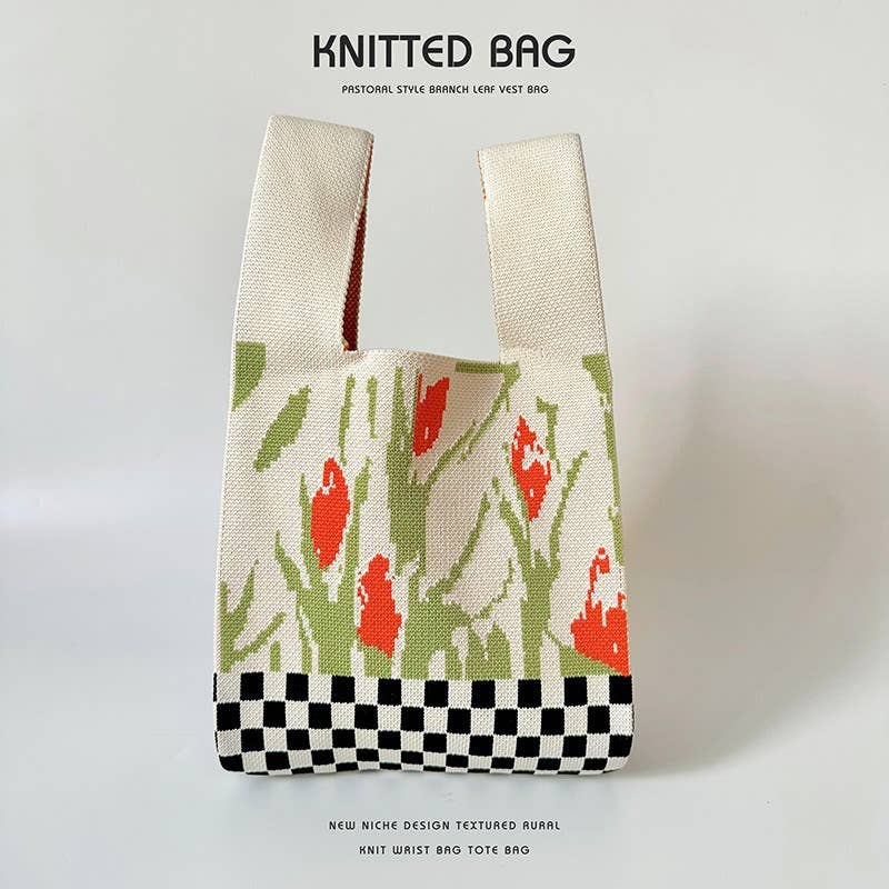 Flower series versatile knitted bag