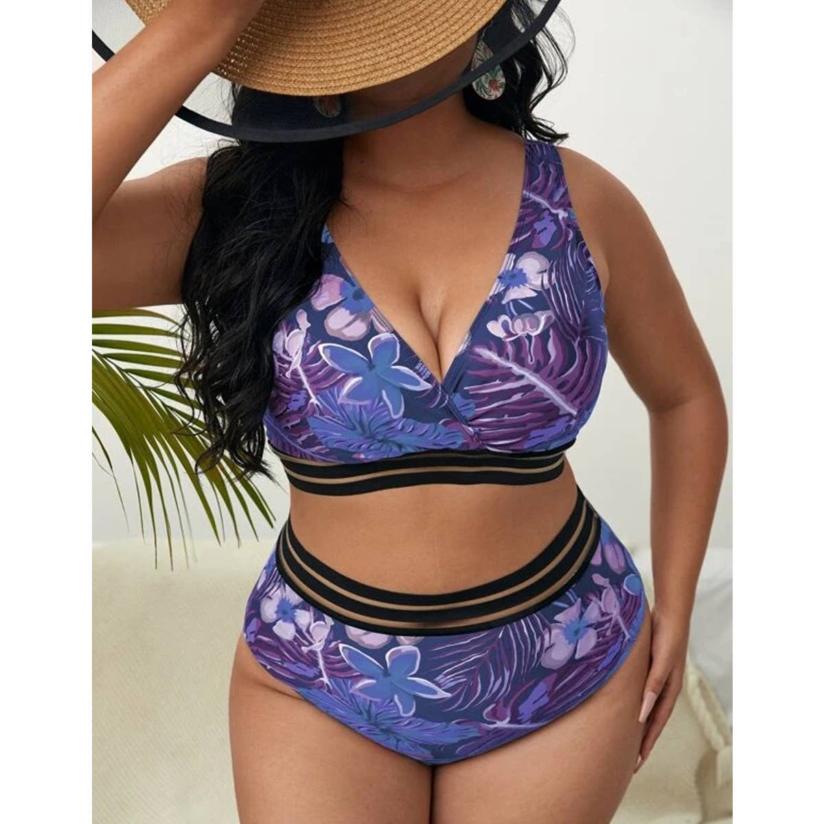 WOMEN SWIMSUIT HIGH WAIST SPLIT BIKINI