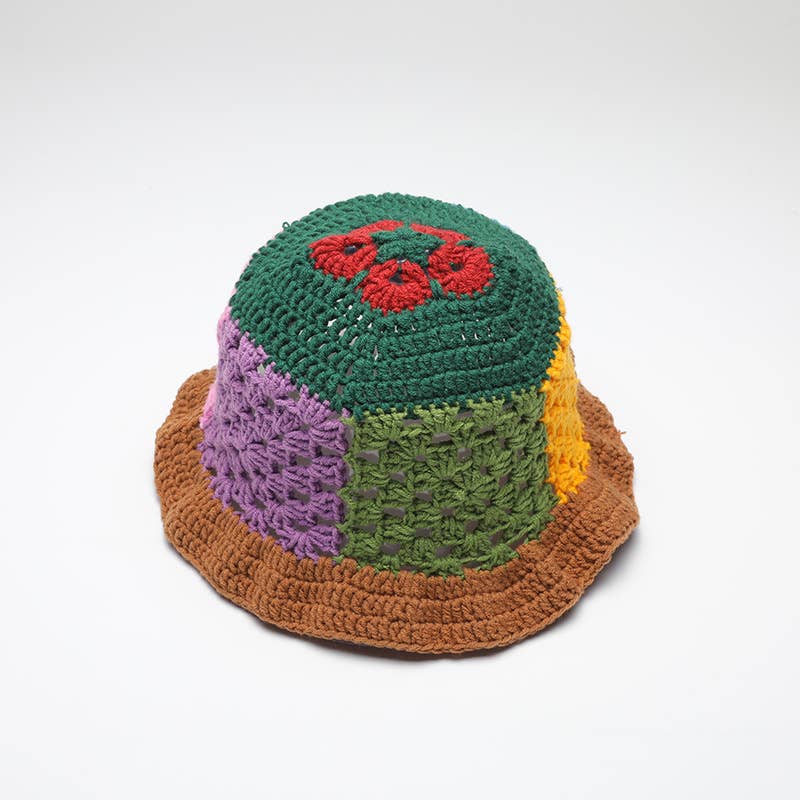 WOMEN MULTI COLOR CUTE HOLLOW KNIT BUCKET HAT_CWAH0599