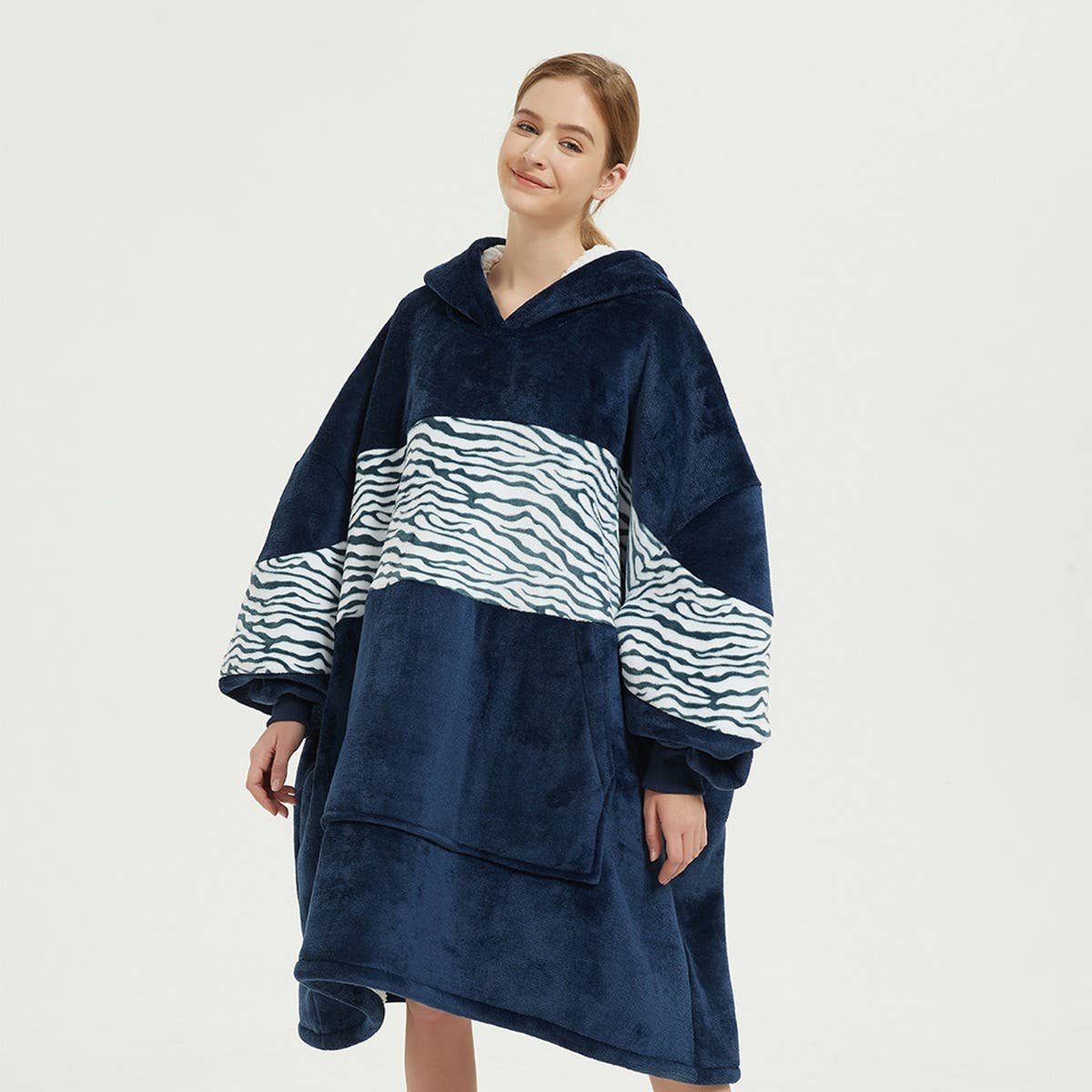 Leopard Sherpa Hoodie Blanket Pullover for Winter