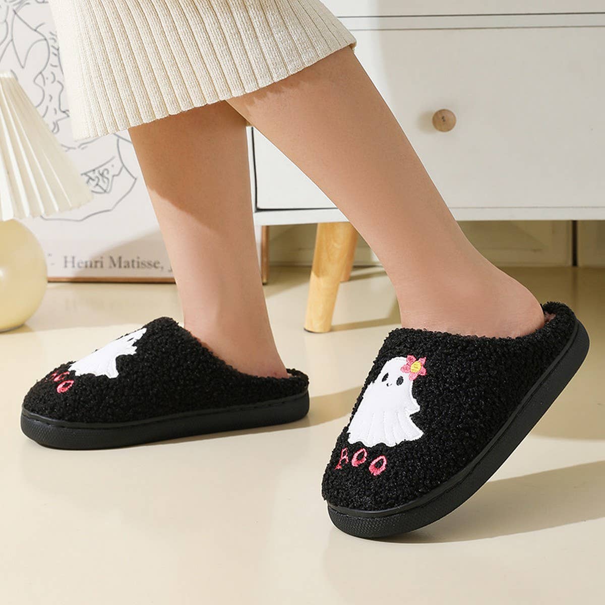 HALLOWEEN CUTE GHOST STYLE WARM COTTON SLIPPERS