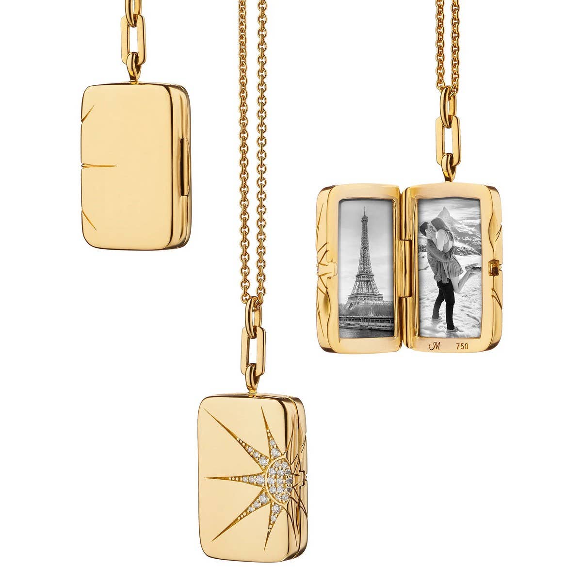 Moon Shell Locket Necklace ? Vintage Gold-Plated