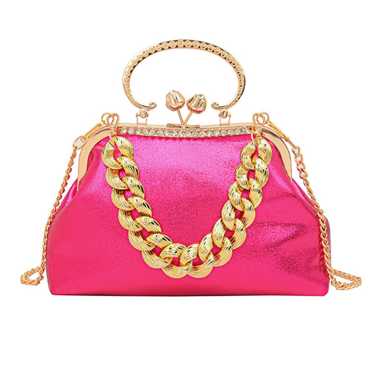Fashionable candy-colored thick chain handbag