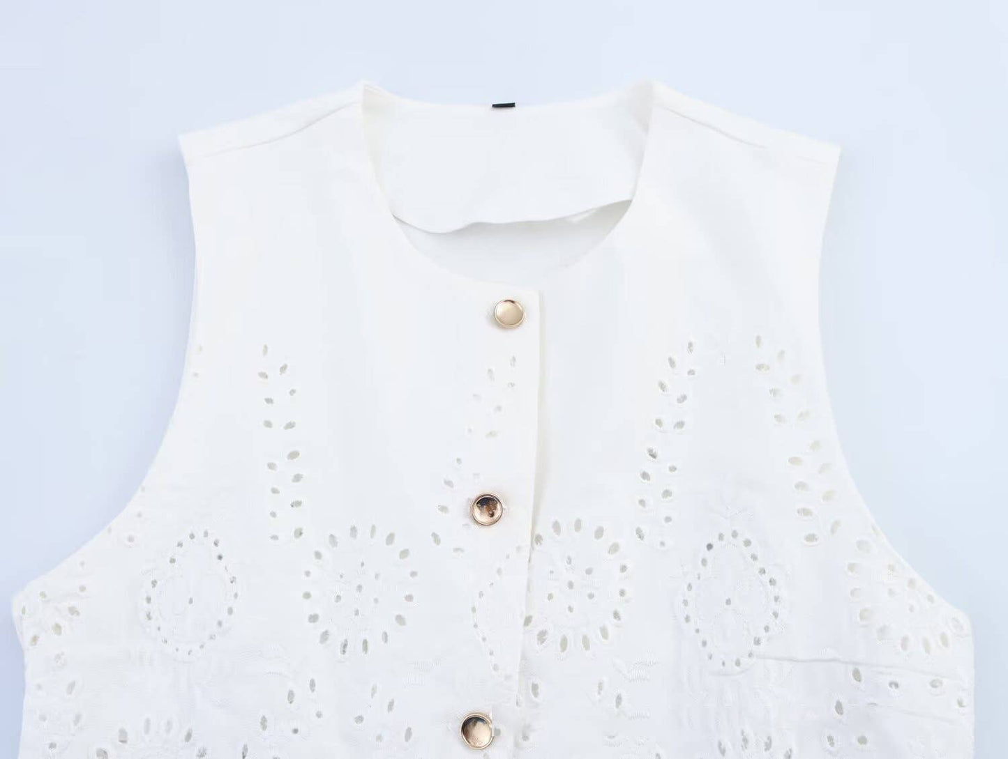 Fashion hollowed-out embroidered vest skirt set