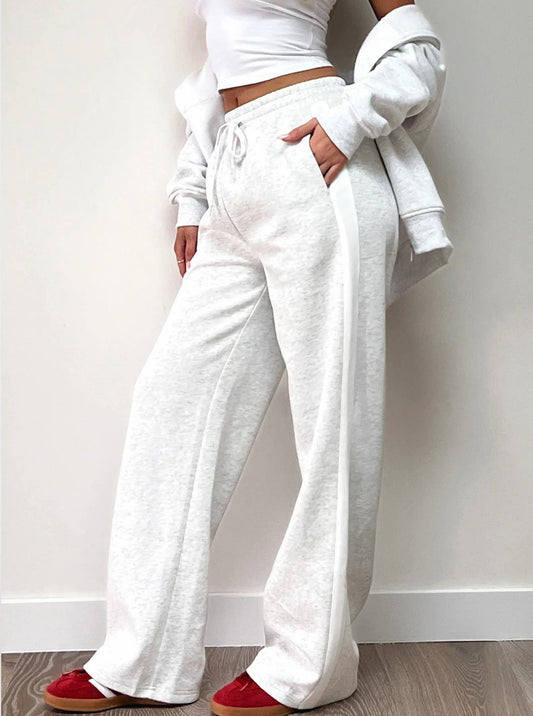 Knit color contrast patchwork elastic waist sweatpants