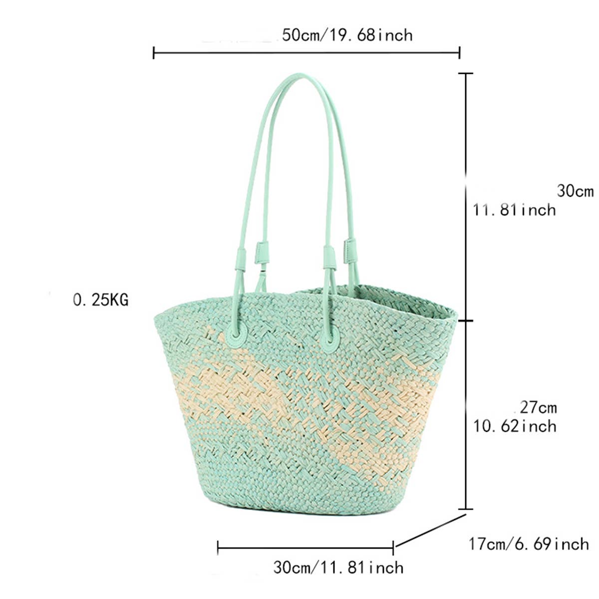 FRESH GRADIENT BLUE HANDWOVEN STRAW BAG_CWAB2033