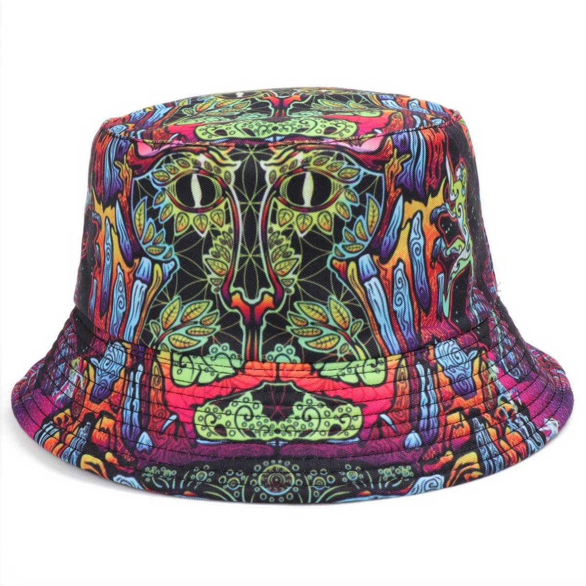 DOUBLE-SIDED VINTAGE GRAFFITI PRINT BUCKET HAT_CWAH1546