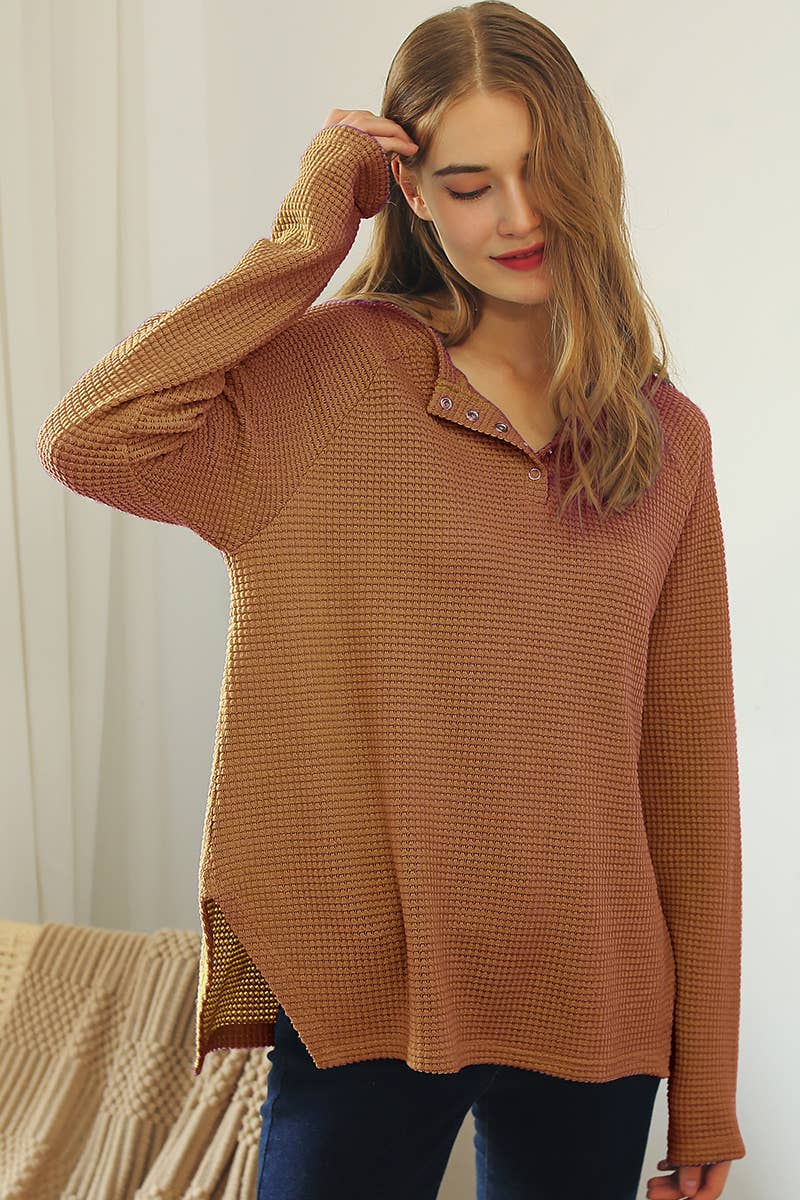 WOMEN SOLID KNIT SHIRT_CWTTL1418