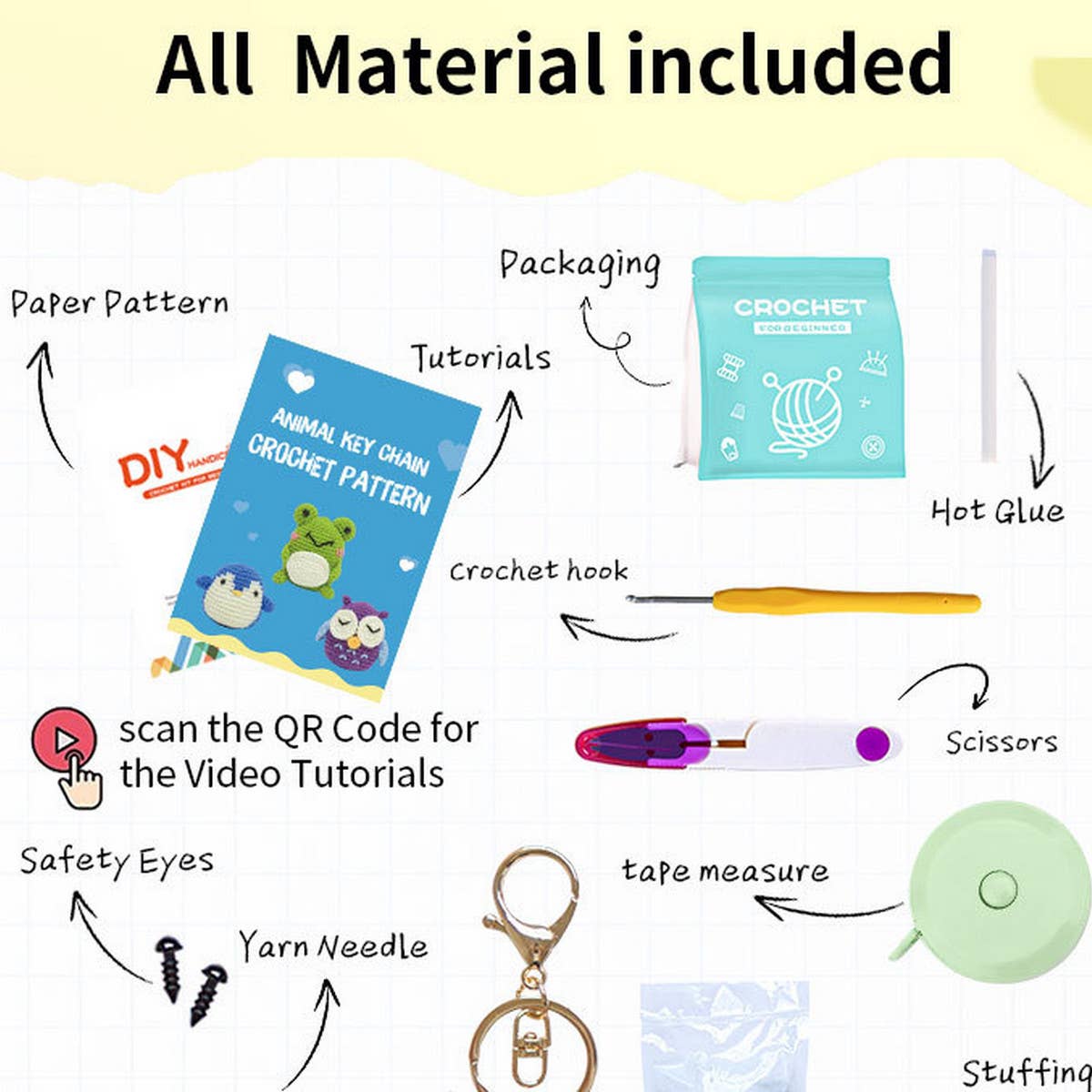 HANDMADE DIY DOLL CROCHET MATERIAL PACKAGE