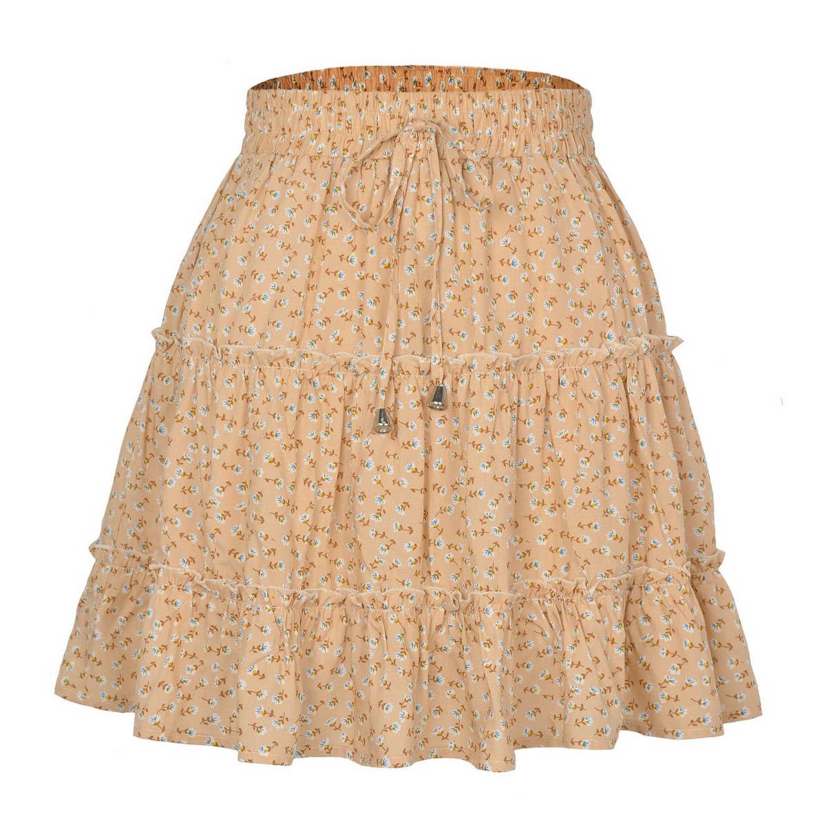 WOMEN'S HIGH WAIST RUFFLED FLORAL SKIRT_CWAB4791